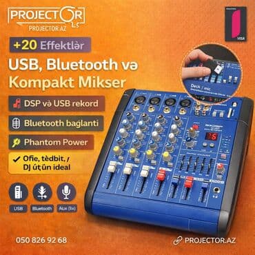 USB, Bluetooth və Kompakt Mikser Xüsusiyyətlər: - +20 səs effekti - lalafo.az -da USB, Bluetooth və Kompakt Mikser Xüsusiyyətlər: - +20 səs effekti -
