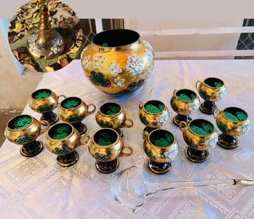 Qızılı-yaşıl əl işli şərbət/punş dəsti – Şüşədən hazırlanmış, üzəri lalafo.az -da Qızılı-yaşıl əl işli şərbət/punş dəsti – Şüşədən hazırlanmış, üzəri