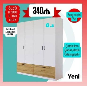 Açılan, 4 qapılı Düz dolab, Qarderob, paltar dolabı lalafo.az -da Açılan, 4 qapılı Düz dolab, Qarderob, paltar dolabı