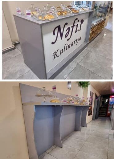 Shirniyyat magazasi, restoranlar uchun Reseption masasi ve divar lalafo.az -da Shirniyyat magazasi, restoranlar uchun Reseption masasi ve divar