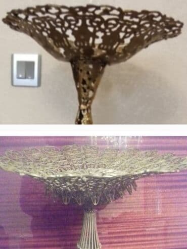 Metal dekorativ meyvə qabı – ayaqlı, krujevari naxışlı - Material lalafo.az -da Metal dekorativ meyvə qabı – ayaqlı, krujevari naxışlı - Material