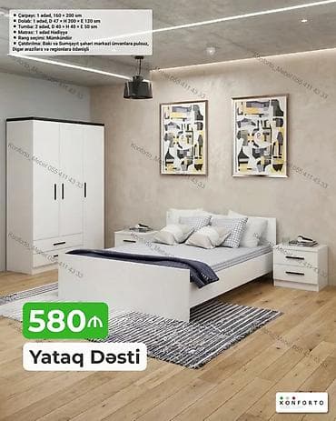 Yataq Dəsti – ağ rəngdə, müasir minimal dizayn Tərkib: - Çarpayı: 1 lalafo.az -da Yataq Dəsti – ağ rəngdə, müasir minimal dizayn Tərkib: - Çarpayı: 1