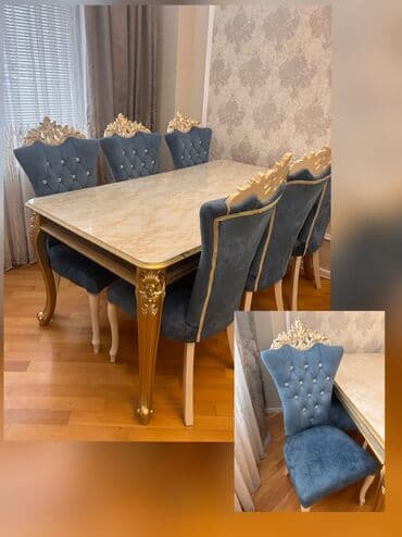 Masa desti 6 stulla.qiymet 500 man.masa acilan.unvan lalafo.az -da Masa desti 6 stulla.qiymet 500 man.masa acilan.unvan