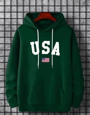 Tünd yaşıl kapüşonlu svitşot – ön hissədə iri “USA” yazısı və Amerika lalafo.az -da Tünd yaşıl kapüşonlu svitşot – ön hissədə iri “USA” yazısı və Amerika