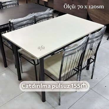 Restoran, kafe, bağ, mətbəx və s üçün masa destleri Masa + 4 Stul 155 lalafo.az -da Restoran, kafe, bağ, mətbəx və s üçün masa destleri Masa + 4 Stul 155