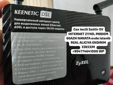 Qiymet 66 AZN MANAT REAL ALICIYA ENDIRIM VAR KEENETIC DSL Zyxel lalafo.az -da Qiymet 66 AZN MANAT REAL ALICIYA ENDIRIM VAR KEENETIC DSL Zyxel