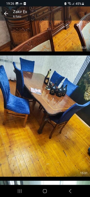 Qonaq otağı üçün, İşlənmiş, Açılmayan, Dördbucaq masa, 6 stul lalafo.az -da Qonaq otağı üçün, İşlənmiş, Açılmayan, Dördbucaq masa, 6 stul
