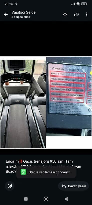 Endirim‼️Qaçış trenajoru 950 azn. Tam islekdir. 220 kiloya qeder çeki lalafo.az -da Endirim‼️Qaçış trenajoru 950 azn. Tam islekdir. 220 kiloya qeder çeki