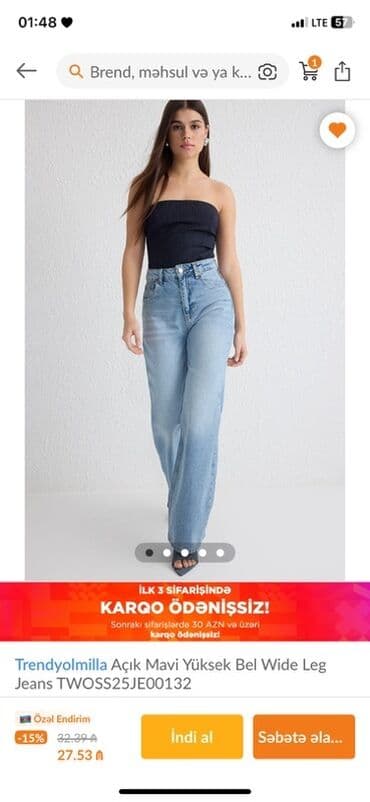 Cinslər, Trendyolmilla, S, rəng - Mavi lalafo.az -da Cinslər, Trendyolmilla, S, rəng - Mavi