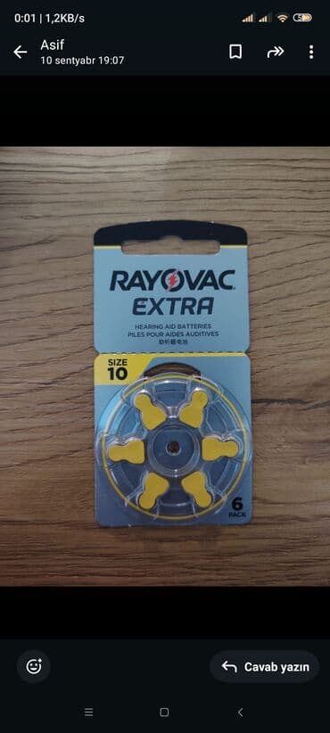 Məhsul: Rayovac Extra eşitmə cihazı batareyaları Model/ölçü: Size 10 lalafo.az -da Məhsul: Rayovac Extra eşitmə cihazı batareyaları Model/ölçü: Size 10