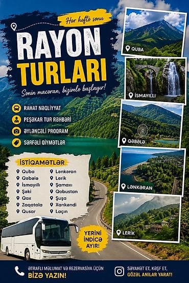 Hər həftə sonu Rayon Turları Sənin macəran bizimlə başlayır! - Rahat lalafo.az -da Hər həftə sonu Rayon Turları Sənin macəran bizimlə başlayır! - Rahat