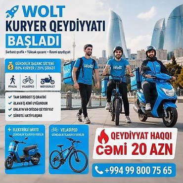 Moto-kuryer tələb olunur, Gündəlik ödəniş, Təcrübəsiz lalafo.az -da Moto-kuryer tələb olunur, Gündəlik ödəniş, Təcrübəsiz