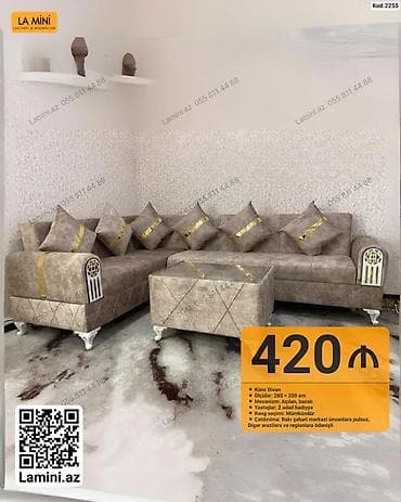 Künc Divan Dəsti - Model: Kod 2255, La Mini - Ölçülər: 280 × 200 sm - lalafo.az -da Künc Divan Dəsti - Model: Kod 2255, La Mini - Ölçülər: 280 × 200 sm -