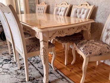 Qonaq otağı üçün, İşlənmiş, Açılmayan, Kvadrat masa, 6 stul lalafo.az -da Qonaq otağı üçün, İşlənmiş, Açılmayan, Kvadrat masa, 6 stul
