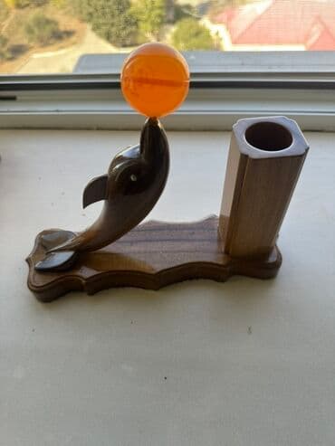 Корзины для ручек: Ağacdan dekorativ qələmqabı – delfin fiqurlu - Material: cilalanmış at lalafo.az — 2 Корзины для ручек: Ağacdan dekorativ qələmqabı – delfin fiqurlu - Material: cilalanmış — 2
