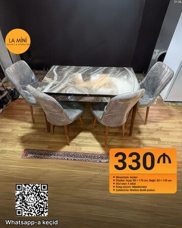 Mətbəx üçün, Açılan, Dördbucaq masa, 4 stul lalafo.az -da Mətbəx üçün, Açılan, Dördbucaq masa, 4 stul