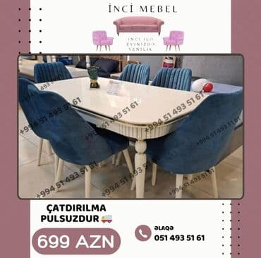 Mətbəx üçün, Yeni, Açılan, Dördbucaq masa, 6 stul lalafo.az -da Mətbəx üçün, Yeni, Açılan, Dördbucaq masa, 6 stul
