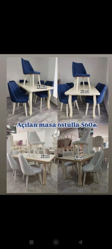 Qonaq otağı üçün, Yeni, Açılan, Dördbucaq masa, 6 stul lalafo.az -da Qonaq otağı üçün, Yeni, Açılan, Dördbucaq masa, 6 stul