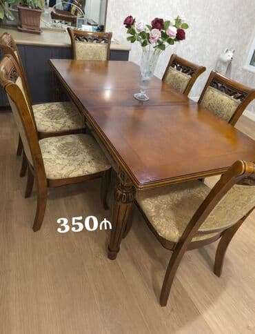 Qonaq otağı üçün, İşlənmiş, Açılan, Kvadrat masa, 6 stul lalafo.az -da Qonaq otağı üçün, İşlənmiş, Açılan, Kvadrat masa, 6 stul
