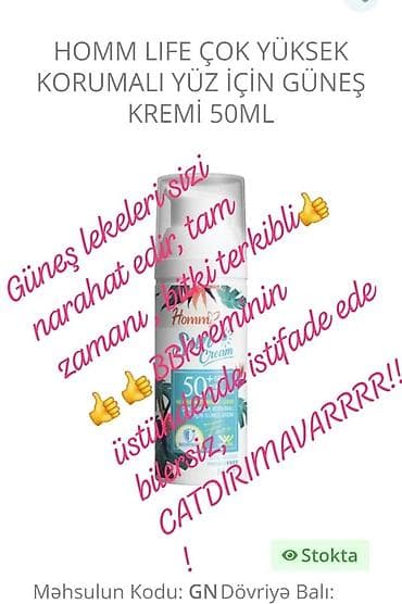 Homm Life çox yüksək qoruyuculu üz üçün günəş kremi – 50 ml İşlemey lalafo.az -da Homm Life çox yüksək qoruyuculu üz üçün günəş kremi – 50 ml İşlemey