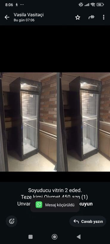 Soyuducu vitrin 2 eded. Teze kimi.Qiymet 450 azn (1) Unvan Sabuncu lalafo.az -da Soyuducu vitrin 2 eded. Teze kimi.Qiymet 450 azn (1) Unvan Sabuncu