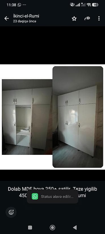 Dolab MDF boya 250₼ satilir .Teze yigilib 450₼ .Unvan Merdekan lalafo.az -da Dolab MDF boya 250₼ satilir .Teze yigilib 450₼ .Unvan Merdekan