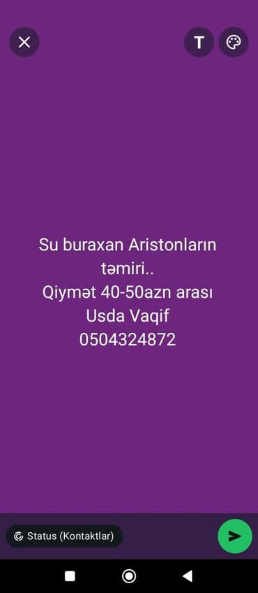 Su axıdan Ariston su qızdırıcılarının təmiri - Su sızması probleminin lalafo.az -da Su axıdan Ariston su qızdırıcılarının təmiri - Su sızması probleminin