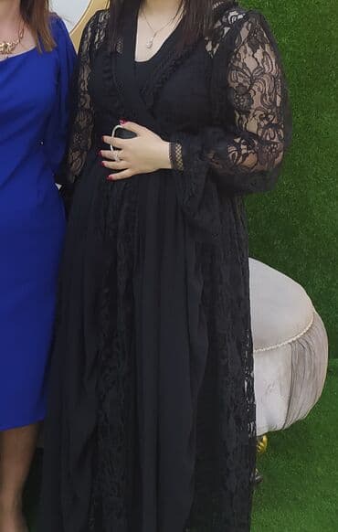 Qadınlar üçün zərif qara məxməri/libas - Model: uzun, axıcı kəsimdə lalafo.az -da Qadınlar üçün zərif qara məxməri/libas - Model: uzun, axıcı kəsimdə