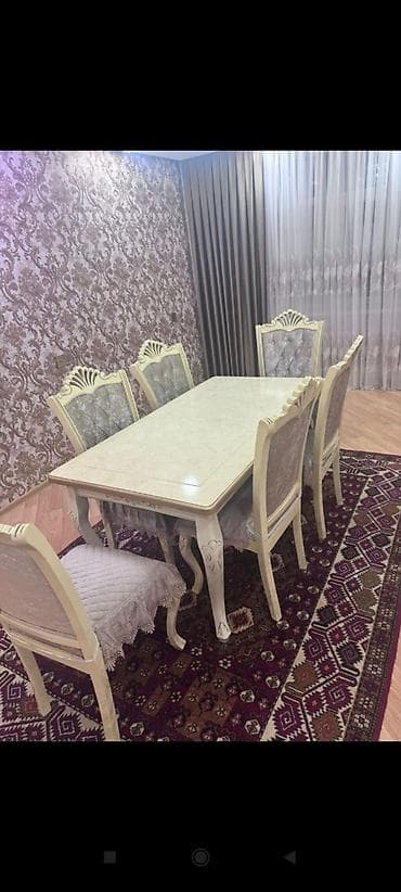 Qonaq otağı üçün, İşlənmiş, Dördbucaq masa, 6 stul lalafo.az -da Qonaq otağı üçün, İşlənmiş, Dördbucaq masa, 6 stul