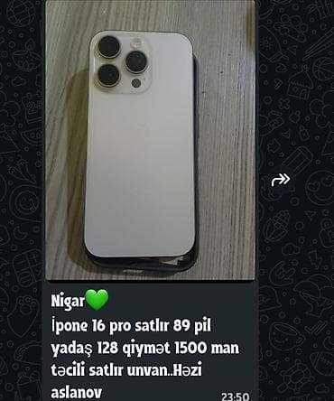 IPhone 16 Pro, 128 GB, Ağ lalafo.az -da IPhone 16 Pro, 128 GB, Ağ