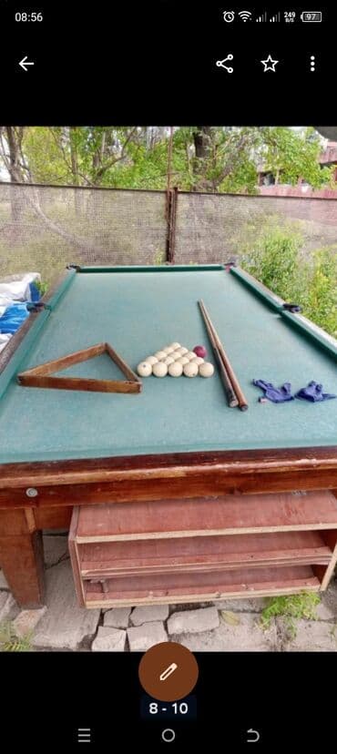 Yaşıl örtüklü, standart ölçülü bilyard masası. Masanın üzərində lalafo.az -da Yaşıl örtüklü, standart ölçülü bilyard masası. Masanın üzərində