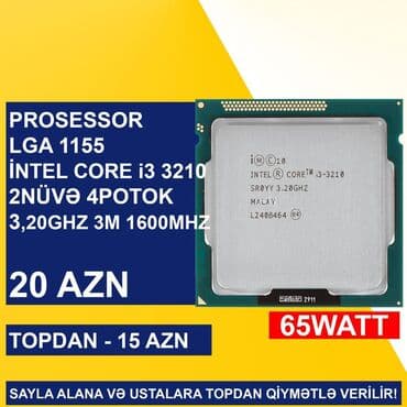 Prosessor Intel Core i3 Prosessorlar “LGA 1155 (3cü nəsil) İntel Core i3 3210”, 3-4 GHz, 4 nüvə, İşlənmiş lalafo.az -da Prosessor Intel Core i3 Prosessorlar “LGA 1155 (3cü nəsil) İntel Core i3 3210”, 3-4 GHz, 4 nüvə, İşlənmiş