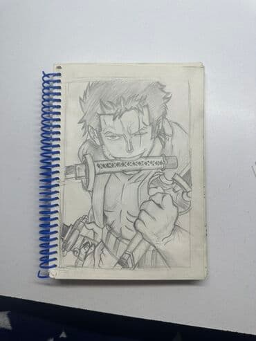 Roronoa Zoro. Anime. Qələmlə çəkilmiş anime eskizi olan spiral dəftər lalafo.az -da Roronoa Zoro. Anime. Qələmlə çəkilmiş anime eskizi olan spiral dəftər