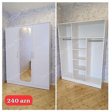 Yeni, 3 qapılı, Güzgülü, Ağ, Açılan, Düz dolab lalafo.az -da Yeni, 3 qapılı, Güzgülü, Ağ, Açılan, Düz dolab
