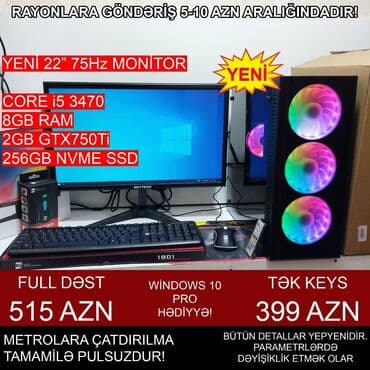 Oyun üçün Kompüter "RGB Gaming Core i5 3470 GTX750Ti 2GB 256GB NVME” lalafo.az -da Oyun üçün Kompüter "RGB Gaming Core i5 3470 GTX750Ti 2GB 256GB NVME”