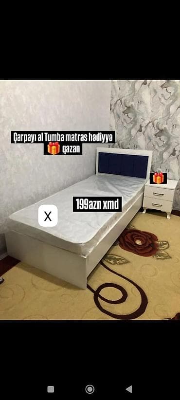 Tək nəfərlik yataq dəsti - Ağ rəngli, müasir dizaynlı çarpayı - lalafo.az -da Tək nəfərlik yataq dəsti - Ağ rəngli, müasir dizaynlı çarpayı -