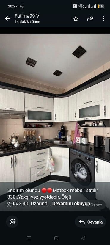 Endirim olundu 🛑🛑Mətbəx mebeli satılır 330. Yaxşı vəziyyətdədir. Ölçü lalafo.az -da Endirim olundu 🛑🛑Mətbəx mebeli satılır 330. Yaxşı vəziyyətdədir. Ölçü