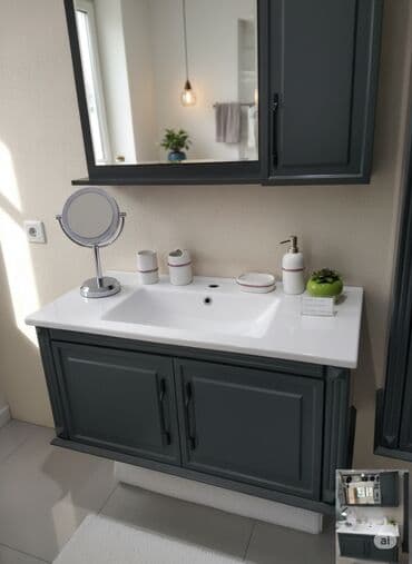 Мойдодыры: Tünd boz rəngli, divara bərkidilən vann otağı dəsti, ağ keramik Çanaq at lalafo.az — 2 Мойдодыры: Tünd boz rəngli, divara bərkidilən vann otağı dəsti, ağ keramik Çanaq — 2