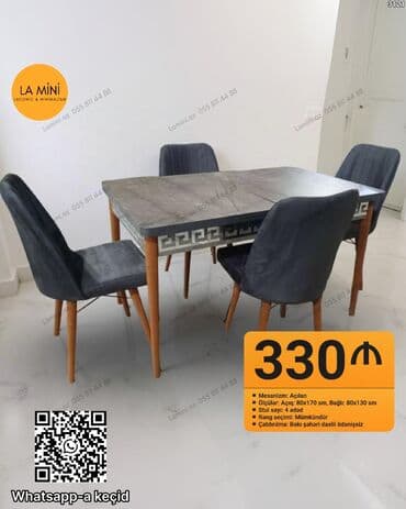 Mətbəx üçün, Yeni, Açılan, Dördbucaq masa, 4 stul lalafo.az -da Mətbəx üçün, Yeni, Açılan, Dördbucaq masa, 4 stul