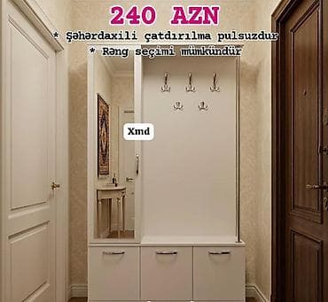 Dəhliz üçün funksional asılqan və şkaf dəsti - Material: ağ rəngli lalafo.az -da Dəhliz üçün funksional asılqan və şkaf dəsti - Material: ağ rəngli