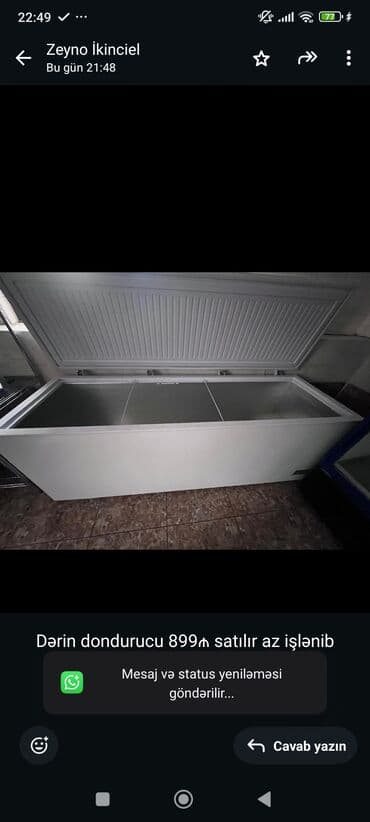 Dərin dondurucu 899₼ satılır az işlənib Nizaçi rayon Çəhkəməsin yanı lalafo.az -da Dərin dondurucu 899₼ satılır az işlənib Nizaçi rayon Çəhkəməsin yanı