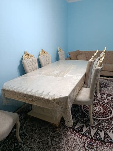 Qonaq otağı üçün, Dördbucaq masa, 6 stul lalafo.az -da Qonaq otağı üçün, Dördbucaq masa, 6 stul