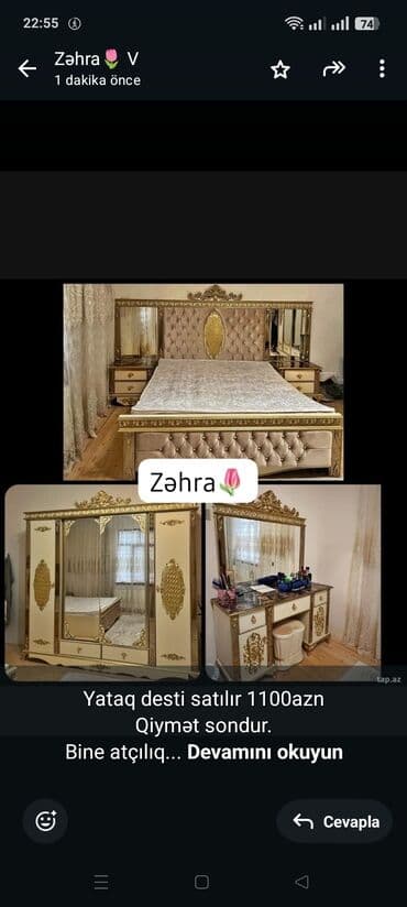 Yataq desti satılır 1100azn
Qiymət sondur.
Bine atçılıq
Zəhra🌷3422y lalafo.az -da Yataq desti satılır 1100azn
Qiymət sondur.
Bine atçılıq
Zəhra🌷3422y