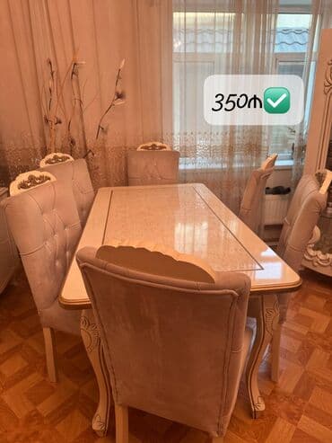 Qonaq otağı üçün, İşlənmiş, Açılan, Dördbucaq masa, 6 stul lalafo.az -da Qonaq otağı üçün, İşlənmiş, Açılan, Dördbucaq masa, 6 stul