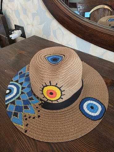 Əl işiylə bəzədilmiş geniş kənarlı saman şlyapa - Material: sıx lalafo.az -da Əl işiylə bəzədilmiş geniş kənarlı saman şlyapa - Material: sıx