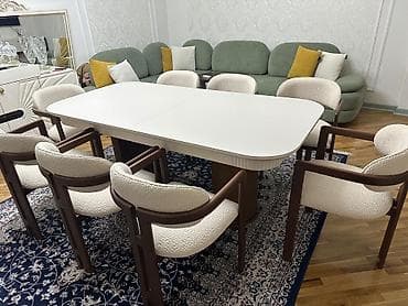 Б/у, Квадратный стол, 8 стульев at lalafo.az Б/у, Квадратный стол, 8 стульев