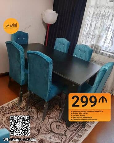 Açılan, Dördbucaq masa, 6 stul lalafo.az -da Açılan, Dördbucaq masa, 6 stul
