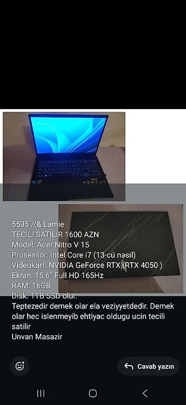 İşlənmiş Acer Nitro, 15.6 ", Intel Core i7, 1 TB, Ünvandan götürmə lalafo.az -da İşlənmiş Acer Nitro, 15.6 ", Intel Core i7, 1 TB, Ünvandan götürmə