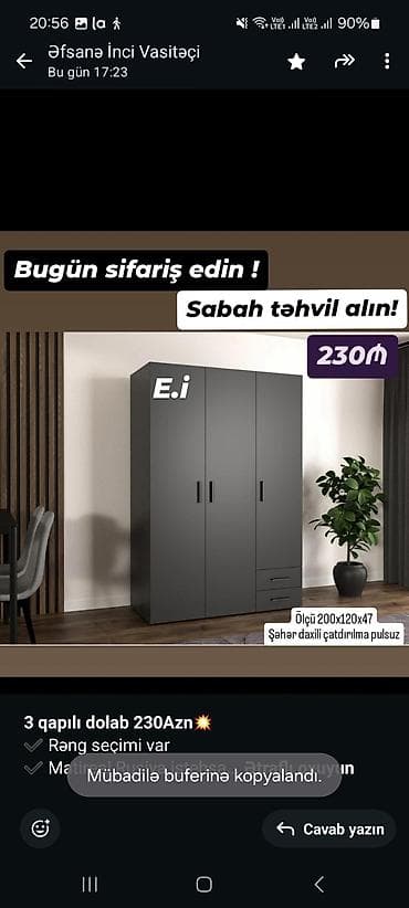 Düz dolab, Yataq otağı üçün, Quraşdırıla bilən, 3 qapılı lalafo.az -da Düz dolab, Yataq otağı üçün, Quraşdırıla bilən, 3 qapılı