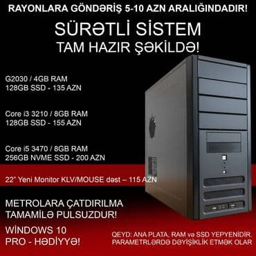 Masaüstü Kompüterlər “G2030 / CORE i3 / CORE i5” ⭐G2030 / 4GB DDR3 RAM lalafo.az -da Masaüstü Kompüterlər “G2030 / CORE i3 / CORE i5” ⭐G2030 / 4GB DDR3 RAM